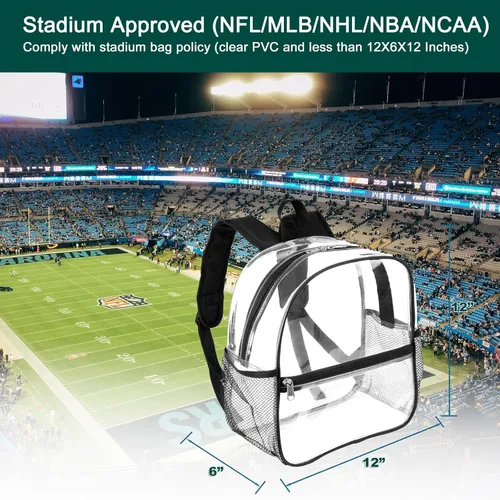Miniatura 9 de Keepcross Mochila transparente aprobada para estadios de 12 x 6 x 12 pulgadas, mini bolsa transparente para eventos en estadios, eventos deportivos