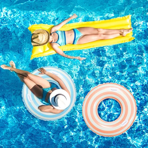 Miniatura 5 de Gemscream 2 anillos de natación grandes con asas de 47.24 pulgadas, flotadores inflables de piscina para adultos y adolescentes