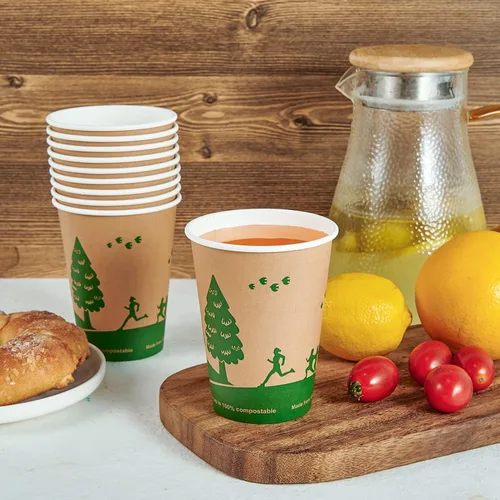 Miniatura 3 de ECOLipak 240 unidades de 12 onzas Tazas de papel compostables, tazas de café desechables biodegradables con revestimiento de PLA, tazas de papel