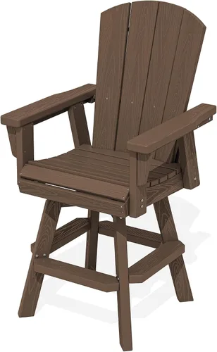 Miniatura 11 de SERWALL Silla de bar Adirondack giratoria de HDPE, silla Adirondack giratoria para balcón, taburetes de bar de altura de barra al aire libre