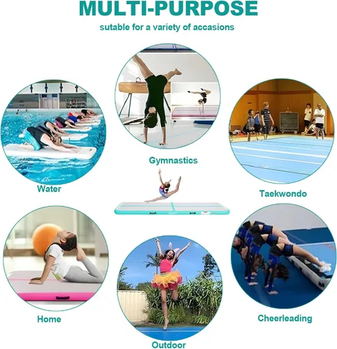 Miniatura 7 de FBSPORT - Colchonetas inflables de entrenamiento de 4 u 8 pulgadas de grosor, pistas de gimnasia para uso en el hogar, animadoras, yoga