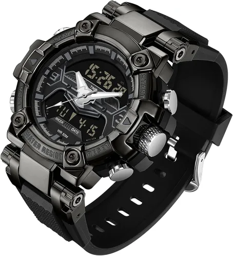 findtime Relojes de diseñador genial para hombre, color azul, gran cara, relojes para hombres, electrónico único, deportivo, militar, audaz, para