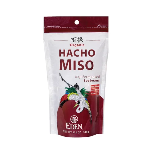 Eden Hacho Miso orgánico, fabricado tradicionalmente en Japón, soja, koji, rico en umami, rojo oscuro, envejecido 3 años, Hatcho, 12.1 onzas