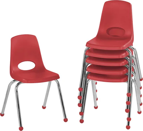Miniatura 88 de FDP 16" Silla apilable escolar, silla de estudiante apilable con patas de acero cromado y ruedas; para aprendizaje en casa o en el aula - Gris claro
