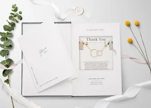 Miniatura 6 de HOPE LOVE SHINE Thank You Necklace for Baby Shower Host - Sterling Silver Interlocking Rings - Appreciation Gift for Hostess