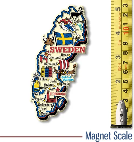 Miniatura 2 de Imán de mapa de país gigante de Suecia por Classic Magnets, recuerdos coleccionables de goma 3D estilo vintage y regalos fabricados en los Estados