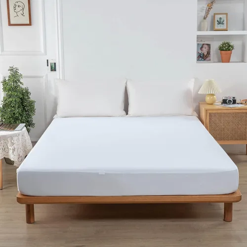 Miniatura 2 de Kingnex Protector de colchón tamaño individual, impermeable, suave, estilo sábana bajera con falda elástica