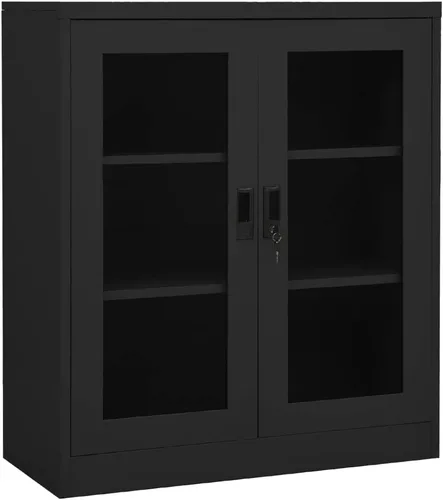 Miniatura 14 de Archivador de metal de 2 cajones, archivador de acero para oficina con cerradura para el hogar y la oficina, 35.4 x 18.1 x 28.5 pulgadas (blanco)