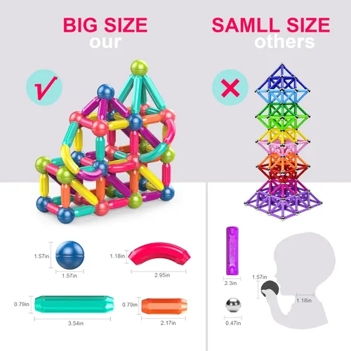 Miniatura 2 de Juego de bolas y varillas magnéticas, bloques de construcción magnéticos Montessori, juguetes magnéticos para niños pequeños, juguetes sensoriales