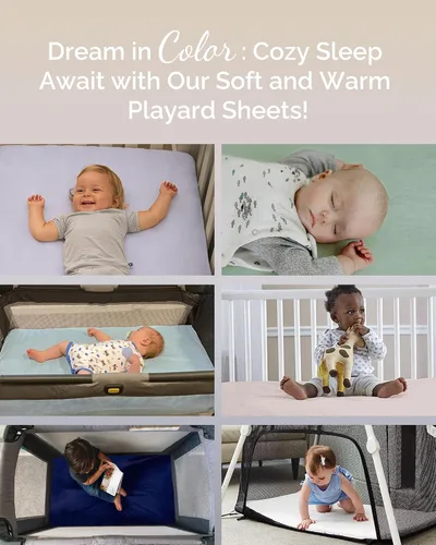 Miniatura 4 de Sábanas ajustadas Pack and Play – Compatibles con 4moms Breeze Plus Playard y otros colchones grandes de cambiador – Sábanas ajustadas de jersey