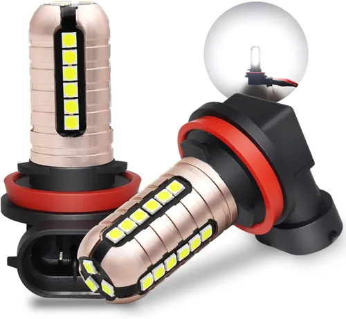 PHINLION Bombillas LED antiniebla H11, súper brillantes 3030 27-SMD H8 H16 Bombilla LED de repuesto para luces DRL o antiniebla, 6000K blanco xenón,