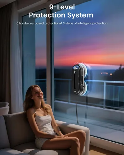 Miniatura 3 de BNZ Robot Limpiador de Ventanas Inteligente, Limpiador de Ventanas con Turbo Doble y Doble Espray Automático con Múltiple Sistema de Seguridad