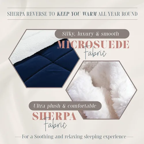 Miniatura 6 de Elegant Comfort Juego de edredón sherpa ultra afelpado de 3 piezas, color sólido y esponjoso, reverso sherpa, apto para todas las estaciones