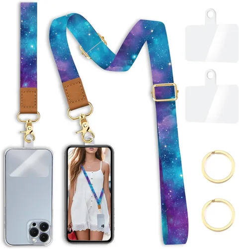 Miniatura 16 de Cordón cruzado para teléfono celular con correa para la muñeca, diseño de flores, para colgar alrededor del cuello, correa floral ajustable