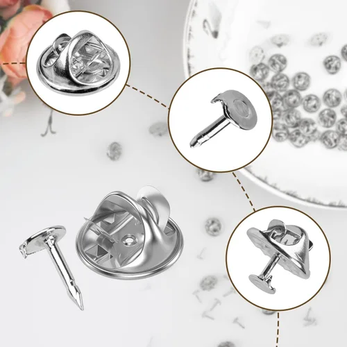 Miniatura 5 de 50 pares de alfileres de metal y respaldos de alfileres, alfileres en blanco de 8 mm de largo y 4 mm de ancho para regalos de joyería, fabricación