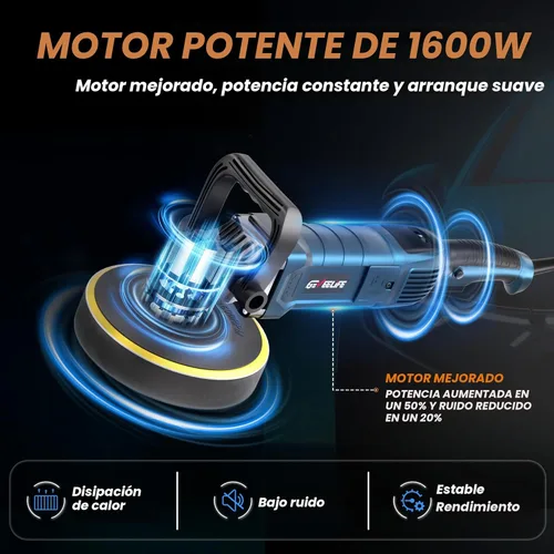 Miniatura 2 de GEVEELIFE Pulidora Buffer, 6 Pulgadas/7 Pulgadas 1600W Pulidora Buffer Rotatoria para Automóvil Encerradora, 7 Velocidad Variable 1000-3500 RPM