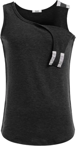 Miniatura 6 de Deyeek Camisetas sin mangas unisex con acceso completo a presión para hombres y mujeres, camisetas de recuperación de hombro para después