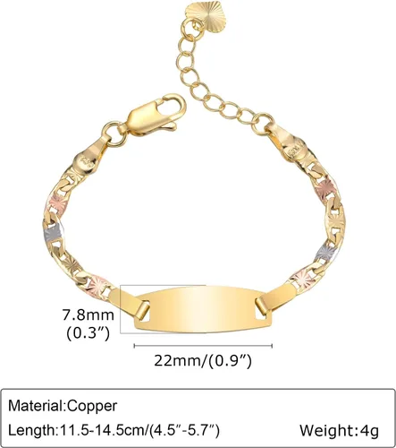 Miniatura 113 de Pulsera de barra para bebé: chapado en oro de 18 quilates, pulsera con placa de identificación personalizada para niños pequeños de mamá, nombre