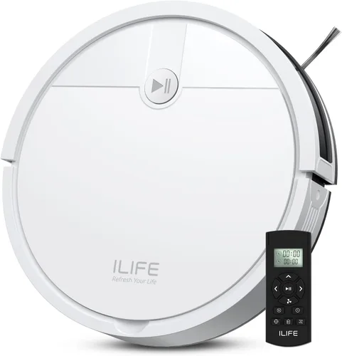ILIFE Aspiradora robot V2, succión sin enredos, 120 minutos de tiempo de funcionamiento, delgada, aspiradora robótica de carga automática, ideal