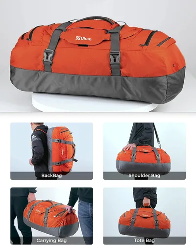 Miniatura 4 de Ubon Bolsa de lona grande para fines de semana con compartimentos para zapatos, mochila deportiva de 4 vías para gimnasio con correas acolchadas