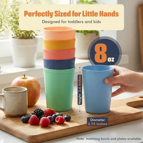 Miniatura 6 de MASTERCOOK 6 Piezas de Tazas Pequeñas Reutilizables – 8 oz Vasos Irrompibles para Beber – Tazas para Niños Pequeños para Agua, Jugo, Leche – Vasos