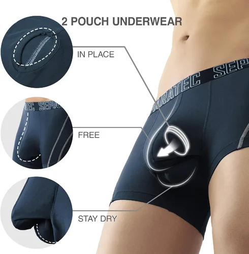 Miniatura 4 de Separatec Ropa interior para hombre, ropa interior cómoda y suave de rayón de bambú con doble bolsa para hombres, paquete de 3 o 6