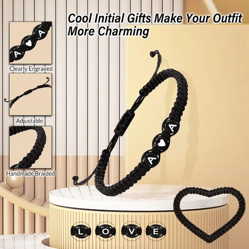 Miniatura 3 de Pulseras con iniciales para mujeres y hombres, regalos para novia, novio, pulseras de letras "I Love You", regalos para ella, él, mejor amigo