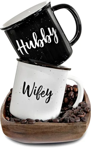 Miniatura 12 de MAINEVENT Juego de Tazas para Parejas "Hagamos Café Juntos" 11 Onzas, Regalo de Boda para Parejas Casadas
