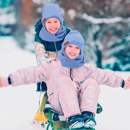 Miniatura 6 de Conjunto de 2 piezas de gorro y bufanda de invierno para niños y niñas, gorro con forro de satén para bebé
