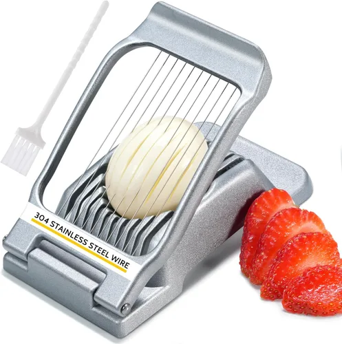 Cortadora de huevos de alambre de acero inoxidable resistente para huevos duros y fresas otros alimentos blandos Plateado