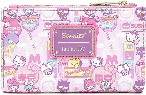 Miniatura 4 de Loungefly x Sanrio Hello Kitty Kawaii - Cartera con solapa estampada, Varios colores, Cartera con cremallera