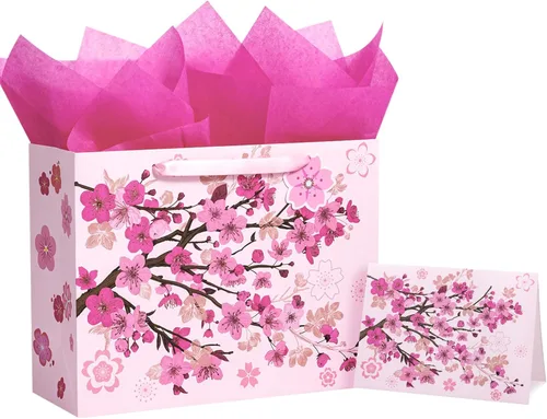Miniatura 17 de WRAPAHOLIC Bolsa grande de regalo de cumpleaños para mamá de 13 pulgadas con tarjeta y papel de seda, elegante diseño floral con diseño de feliz