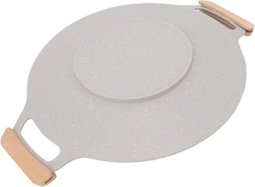 Miniatura 8 de Diydeg Sartén coreana para barbacoa, parrilla antiadherente, redonda de aluminio, plata, 11.8 in