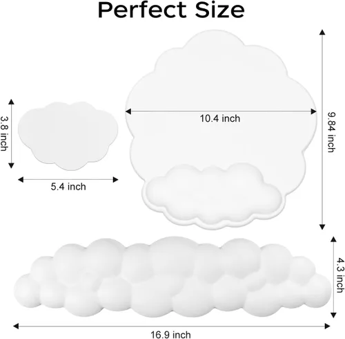 Miniatura 7 de JIKIOU Almohadillas de mouse Cloud de cuero, exquisito soporte de muñeca, cómodo reposamuñecas de espuma viscoelástica para computadora, laptop