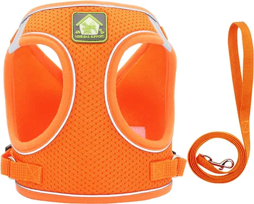 Miniatura 10 de Juego de arnés y correa para perros pequeños, arnés reflectante ajustable sin tirones, arnés transpirable suave para cachorros, perros pequeños