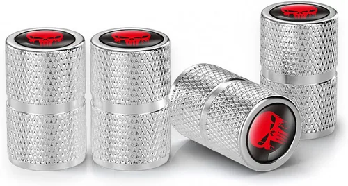 Miniatura 47 de 4 tapas de vástago de válvula de neumático con calavera, tapas universales de válvula de neumático de aleación de aluminio con anillo de goma O