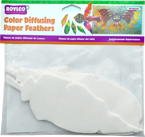 Roylco Plumas difusoras de color, 80 plumas de pájaro troqueladas