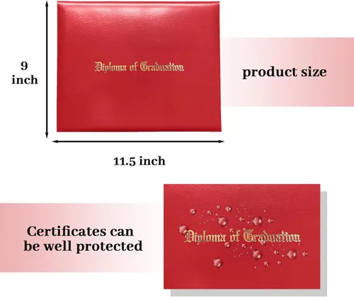 Miniatura 3 de Happy Secret Soporte para diploma impreso para certificado de 8.5 x 11 pulgadas, cubierta de graduación con piel lisa, color rojo, paquete de 1