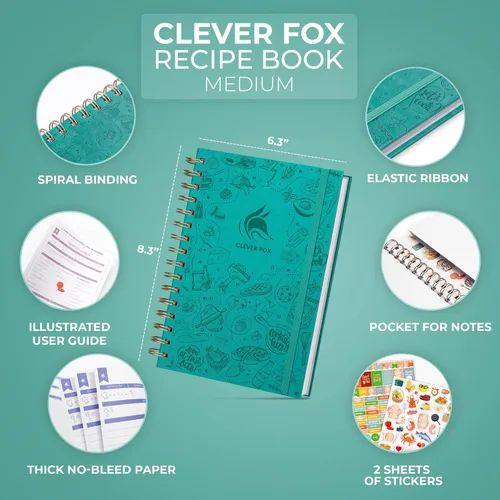 Miniatura 2 de Clever Fox Libro de recetas en espiral, haz tu propio libro de cocina familiar, organizador de cuadernos de recetas en blanco, diario de cocina