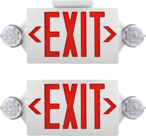 Miniatura 11 de Combo de luz LED de emergencia y señal de salida, señal de salida verde, luz de salida de emergencia certificada UL, lámparas ajustables con batería
