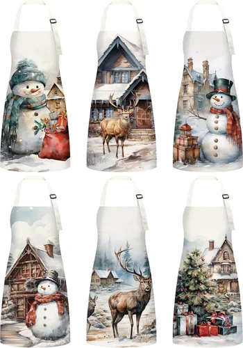 Miniatura 7 de Bencailor Delantales de verano de Navidad en julio con bolsillos, delantales de cocina ajustables de Navidad, impermeables para cocinar, mujeres
