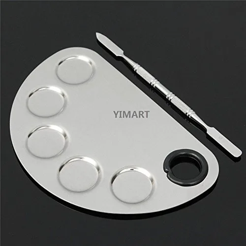 Miniatura 4 de Yimart® Espátula de mezcla cosmética de la paleta de los agujeros cinco de la paleta del maquillaje del acero inoxidable