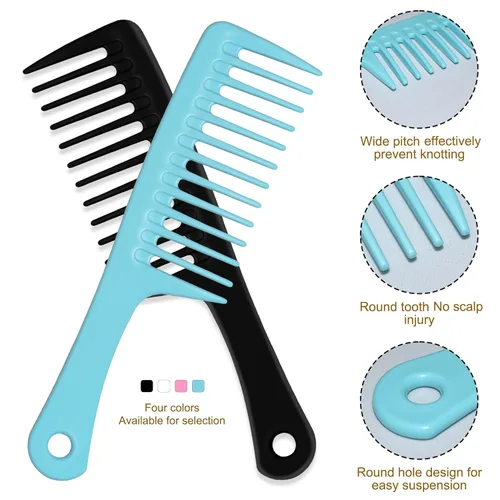 Miniatura 2 de Juego de 6 peines de fibra de carbono, peine de peluquería antiestático resistente al calor, peine de peluquería de dientes finos y anchos