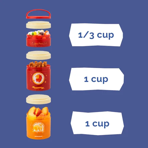 Miniatura 4 de Whiskware Harry Potter Contenedores Apilables para Aperitivos para Niños y Niños Pequeños, 3 Tazas Apilables para Aperitivos para la Escuela y Juego