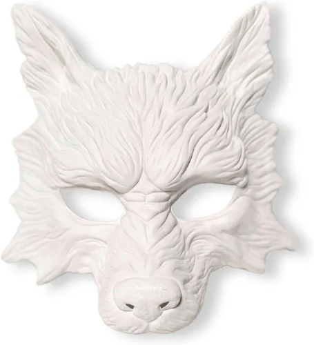Máscara de lobo de animales para mascarada, máscara de lobos, máscara de Halloween, cosplay, máscara de fiesta Blanco