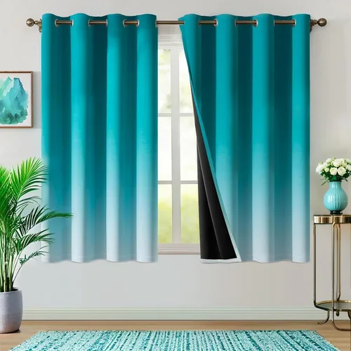 Miniatura 8 de WUBODTI Black Ombre Sheer Curtains 84 Inch Length 2 Panels - Gradient Grey White to Black Semi Sheer Curtains with Embroidery, Light Filtering