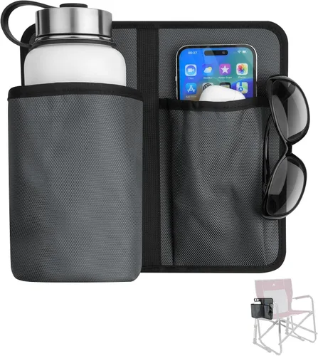 Xxerciz Soporte universal para tazas para silla de campamento, soporte universal para botella de agua para silla reclinable de patio, silla de Gris