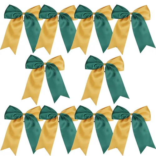 Miniatura 31 de Lazos de animadora jumbo de 8 pulgadas con diamantes de imitación brillantes para cola de caballo, lazos de porrista, 6 unidades, color negro