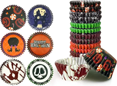Miniatura 11 de qiqee 300 forros estándar para cupcakes, 6 diseños de papel azul degradado para cupcakes, tazas para hornear, envoltorios de cupcakes