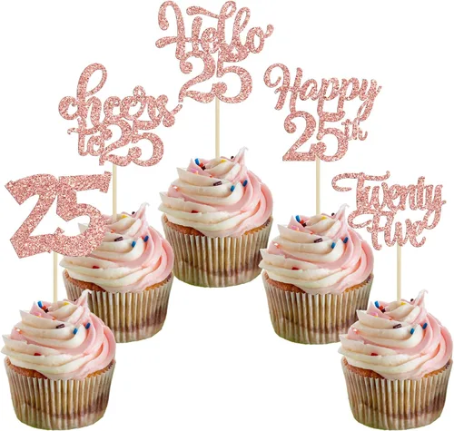 Miniatura 75 de 30 piezas Adornos para pastel de cumpleaños de 6 años, seis brillos, hola 6, púas para cupcakes, felicitaciones a los 6 años, decoraciones